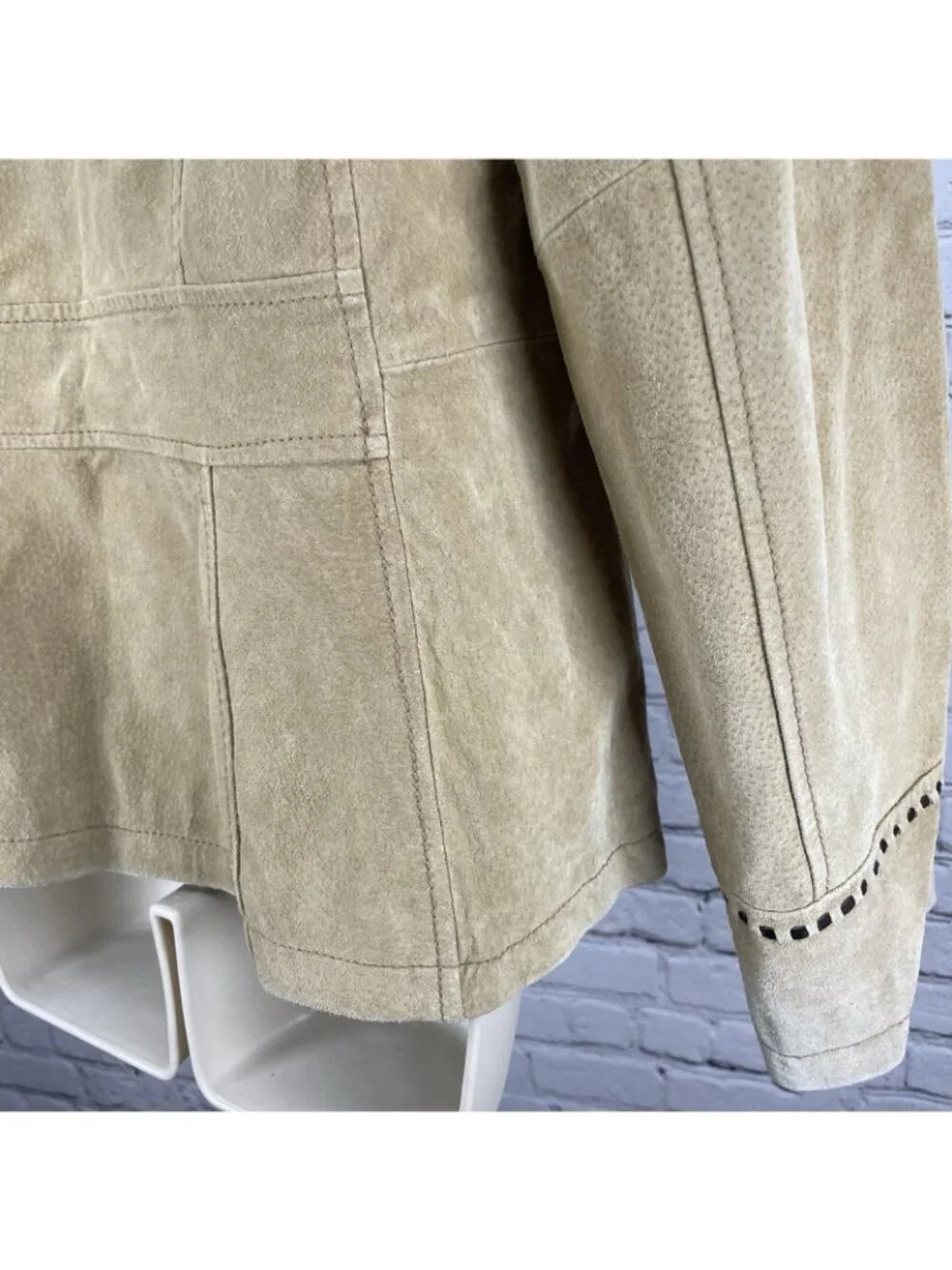 Colebrook Tan Genuine Suede Double Breasted Lined Collared Jacket Size Small S